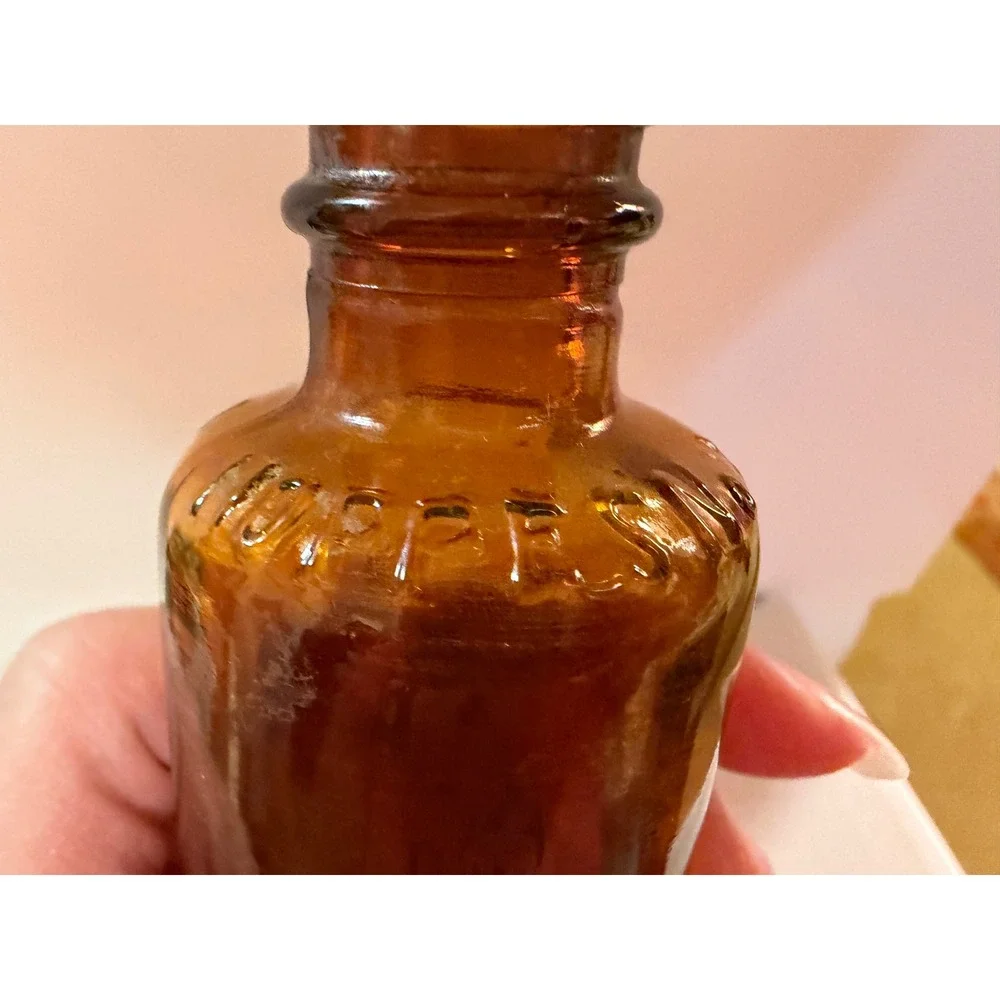 Vintage Hoppes No 9 Amber Glass Apothecary Bottle Embossed Pharmaceutical